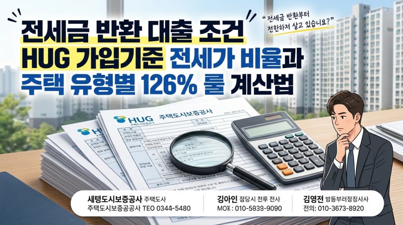 전세금 반환 대출 조건 HUG 가입기준 전세가 비율과 주택 유형별 126% 룰 계산법