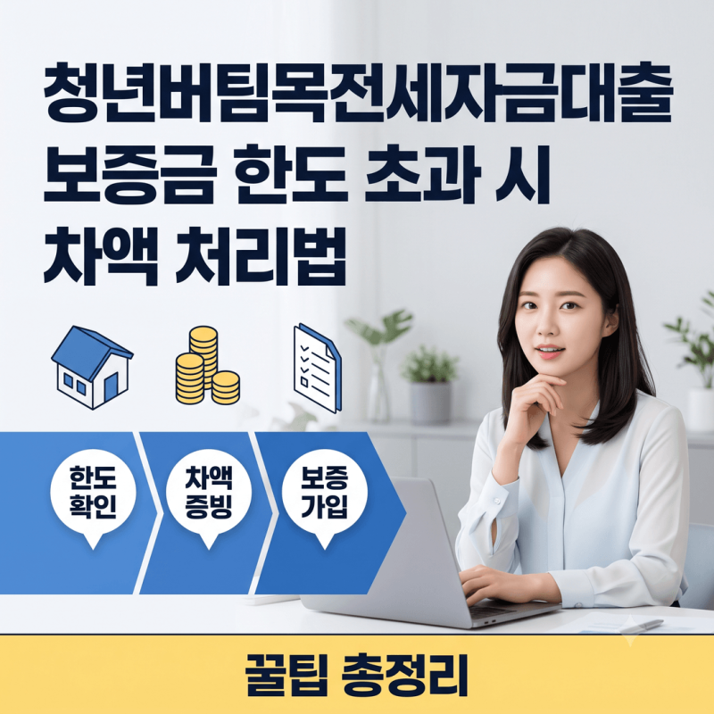 청년버팀목전세자금대출 보증금 초과분 처리, HUG 전세보증 가입 가능 여부와 차액 현금 증빙....