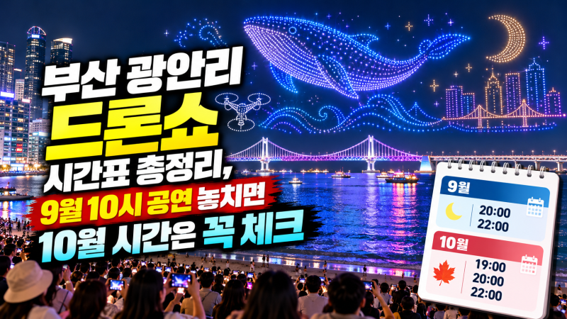 부산 광안리 드론쇼 시간표 총정리, 9월 10시 공연 놓치면 10월 시간은 꼭 체크