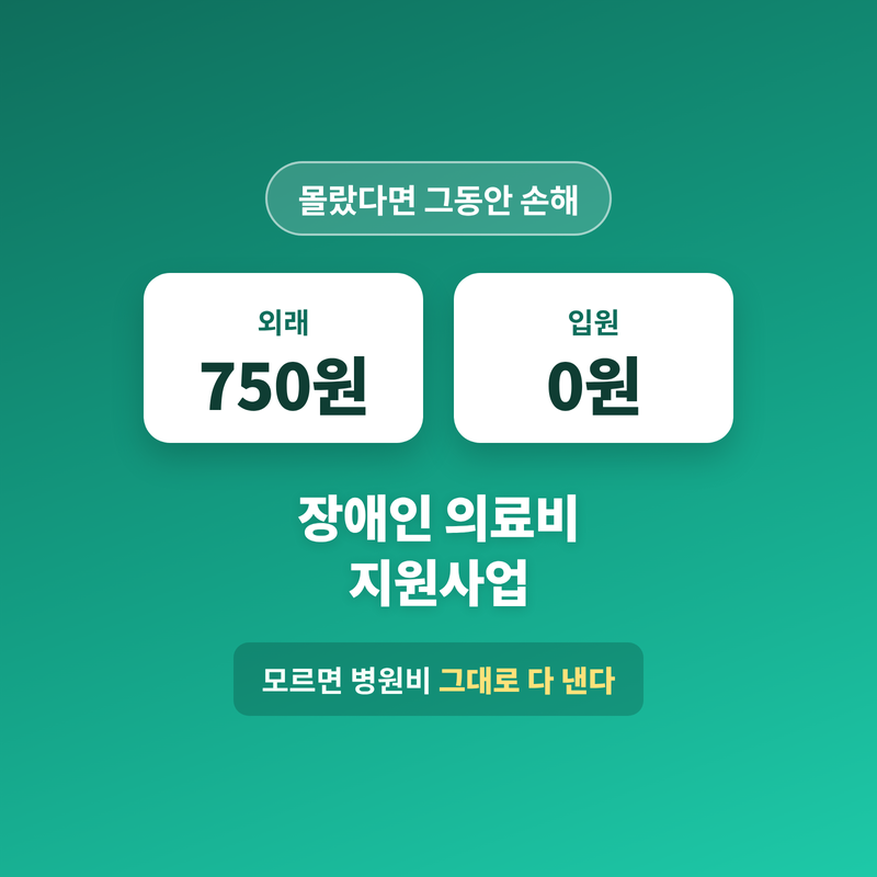외래 750원, 입원 0원인데 모르면 다 낸다, 장애인 의료비 지원사업