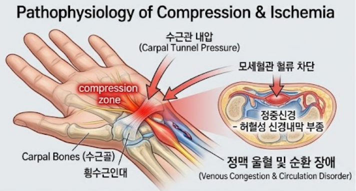 [의학 공부] 손가락 저림과 수근관 증후군(Carpal Tunnel Syndrome): 정중신경 포착의 Phalen 검사 한....