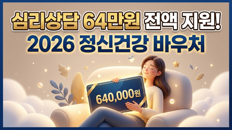 "우울증 상담비용 64만 원 전액 지원?" 2026년 '정신건강 심리상담 바우처' 당장 신청하세요!