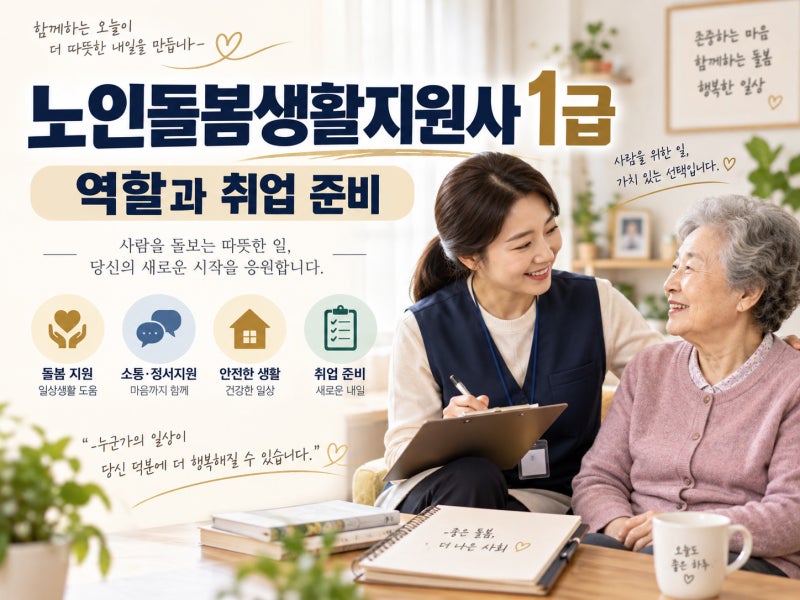 노인돌봄생활지원사 1급 자격증｜생활지원사가 하는 일과 취업 준비방법