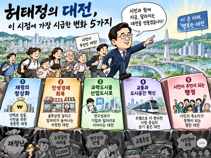 허태정의 대전, 이 시점에 가장 시급한 변화 5가지