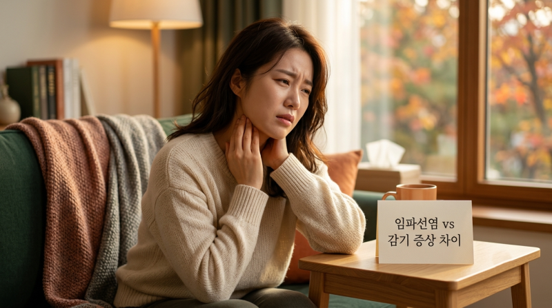 목 멍울과 통증! 임파선염 초기증상과 감기 편도선염 차이점