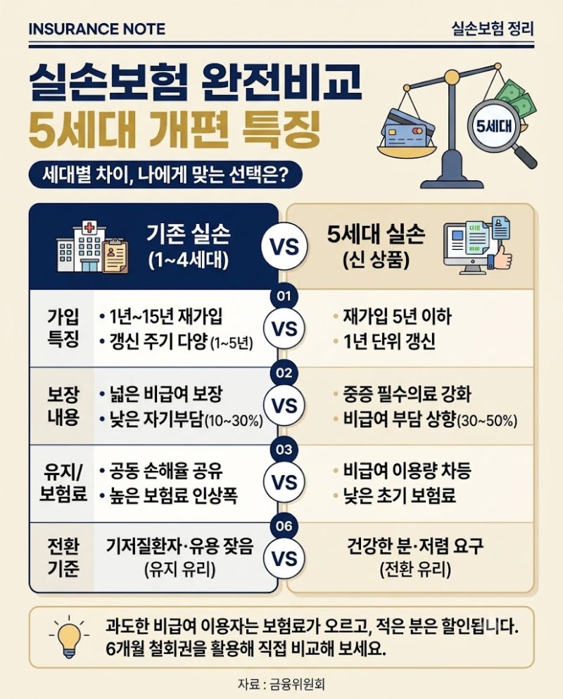실손보험이란 무엇일까? 5세대 실손보험 개편 특징과 보장 조건 완벽 비교