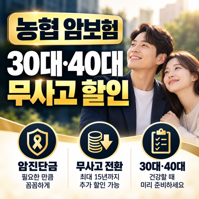 농협 암보험, 30대 40대라면 무사고 할인 놓치지 마세요
