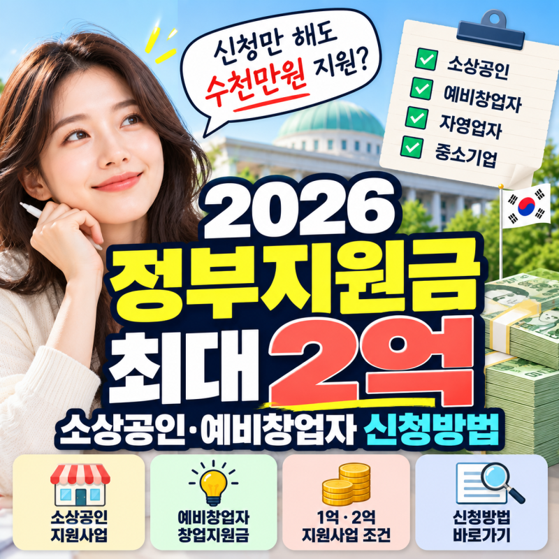 2026 정부지원금 신청방법 소상공인·예비창업자 1억 지원사업 어디서 찾을까?