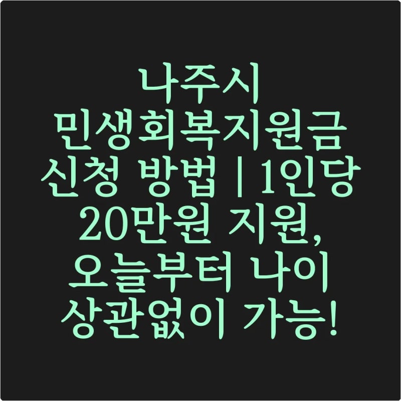 나주시 민생회복지원금 신청 방법 | 1인당 20만원 지원, 오늘부터 나이 상관없이 가능!