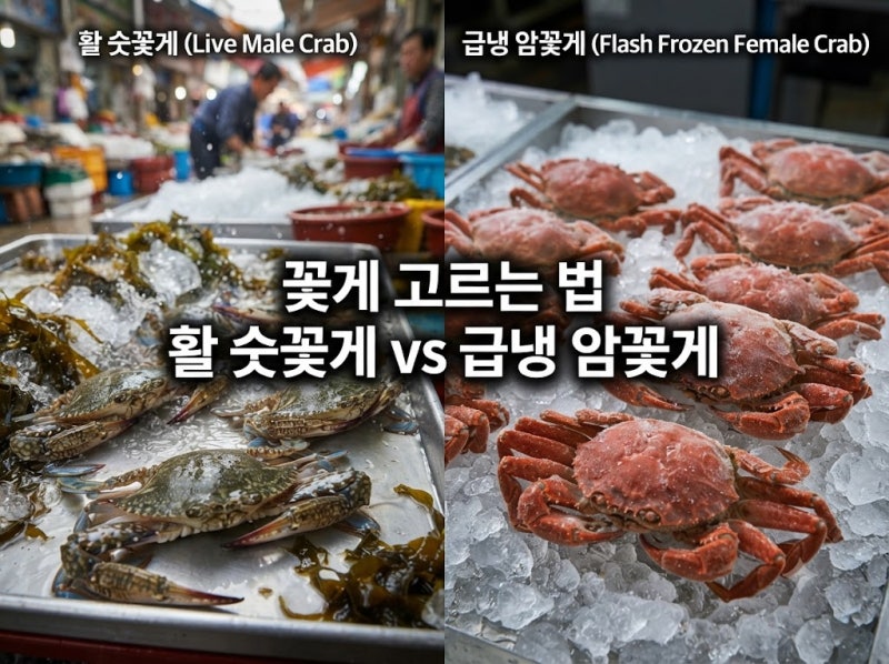 꽃게｜활 숫꽃게와 급냉 암꽃게, 어떻게 고를까