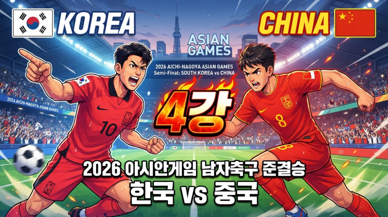 아시안게임 4강 대진 확정! 한국 vs 중국, 결승 진출 놓고 맞붙는다