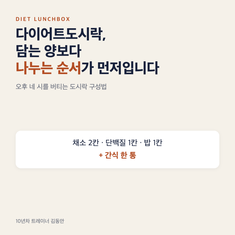 "샐러드만 싸 갔는데" 다이어트도시락이 오후에 무너진 이유와 싸는 순서