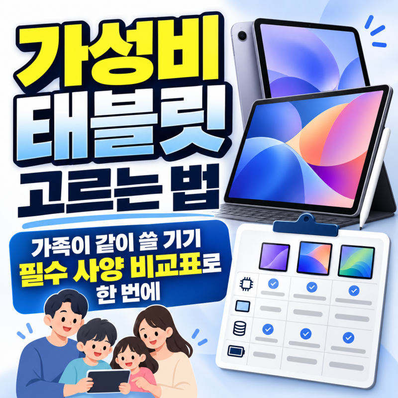 가성비 태블릿 고르는 법 | 가족이 같이 쓸 기기 필수 사양 비교표로 한 번에