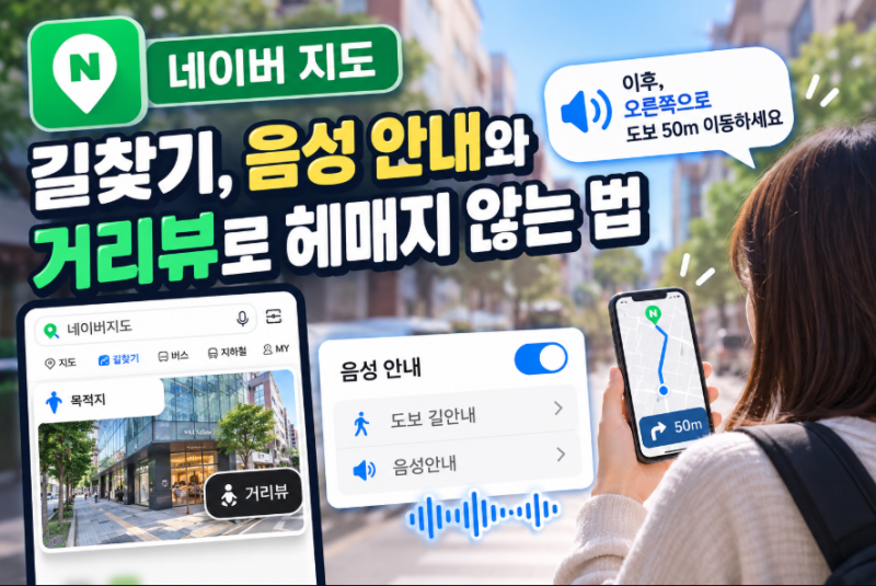 네이버 지도 길찾기, 음성 안내와 거리뷰로 헤메지 않는 법