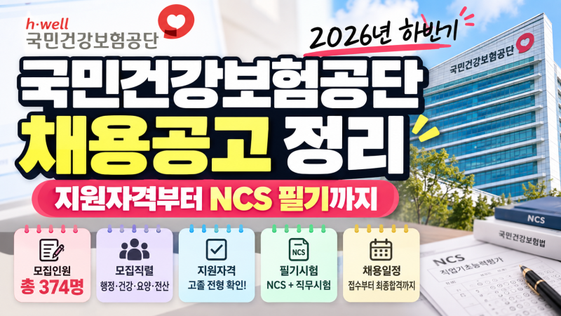 2026 하반기 국민건강보험공단 채용공고 총정리｜지원자격부터 NCS 필기까지