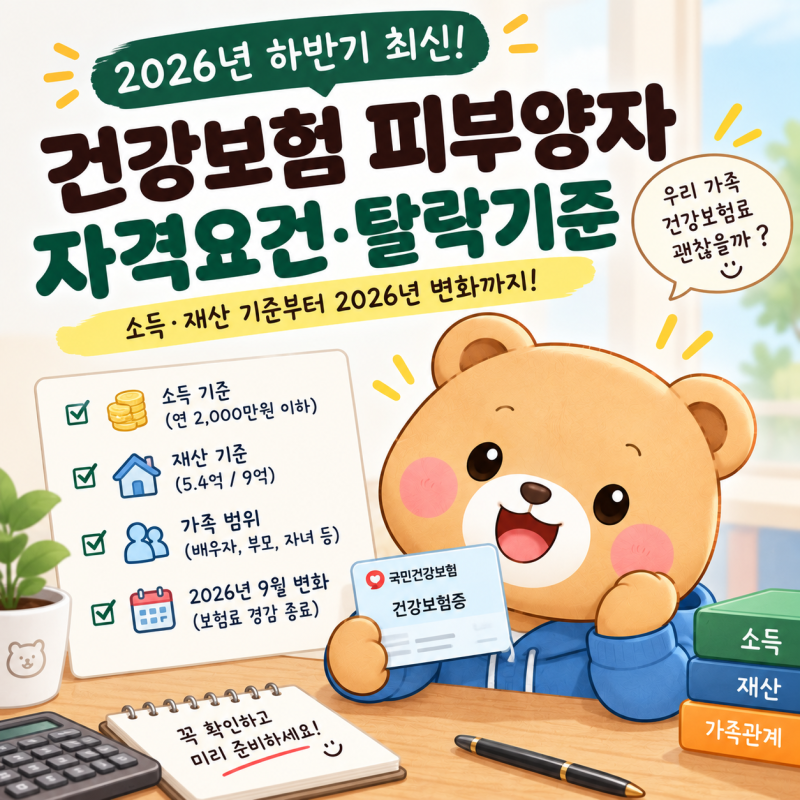 2026년 하반기 건강보험 피부양자 자격 요건 및 탈락 기준｜소득 2천만원·재산 5.4억·9억 총정....