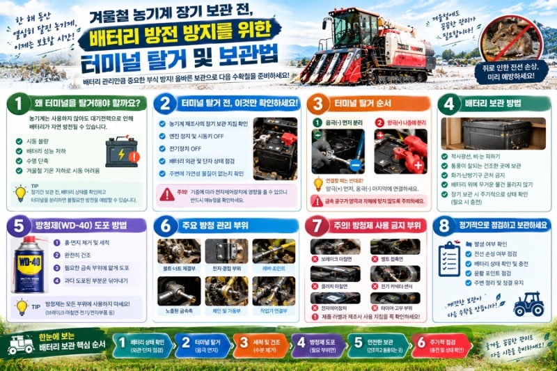 겨울철 농기계 녹 방지 관리법 기계 외관 및 주요 가동 부위 방청제(WD-40) 도포 방법