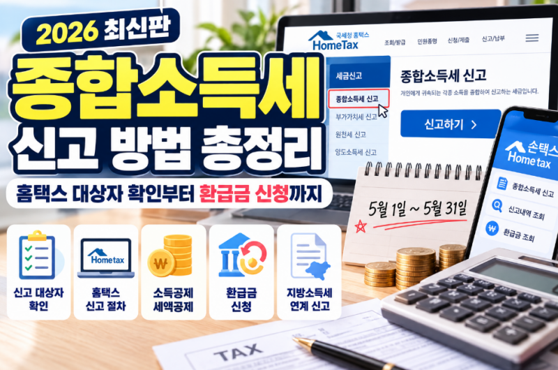 종합소득세 신고 방법 총정리: 홈택스 대상자 확인부터 환급금 신청까지