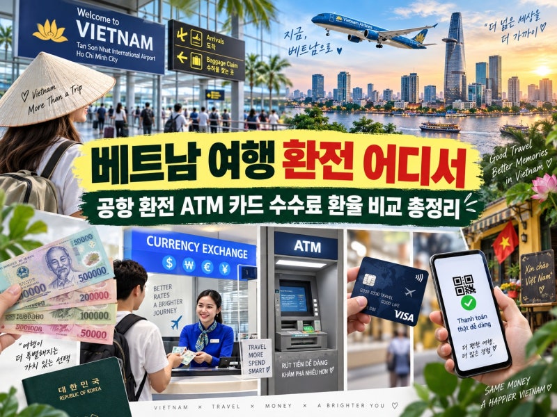 베트남 환전 공항·시내 환전소 ATM 카드 수수료 환율 비교
