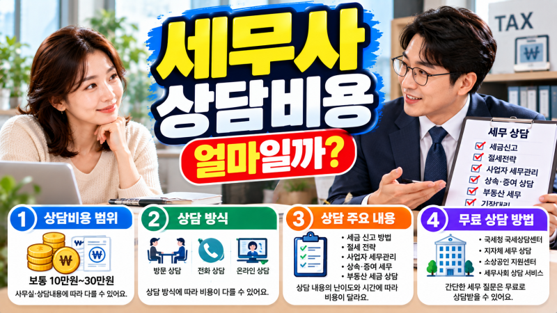 세무사 상담비용 얼마일까?｜상속·증여·양도세 상담료와 무료상담 방법