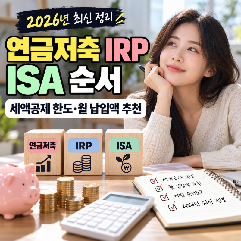연금저축 IRP ISA 순서 세액공제 한도 최종 요약 (월 납입액 추천)
