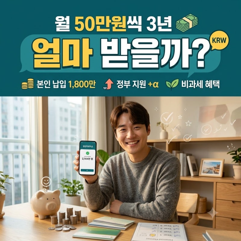 청년미래적금 만기 수령액, 월 50만원 넣고 이자 얼마 받을까?