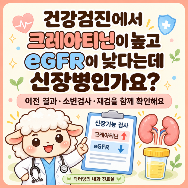 건강검진에서 크레아티닌이 높고 eGFR이 낮다는데 신장병인가요?