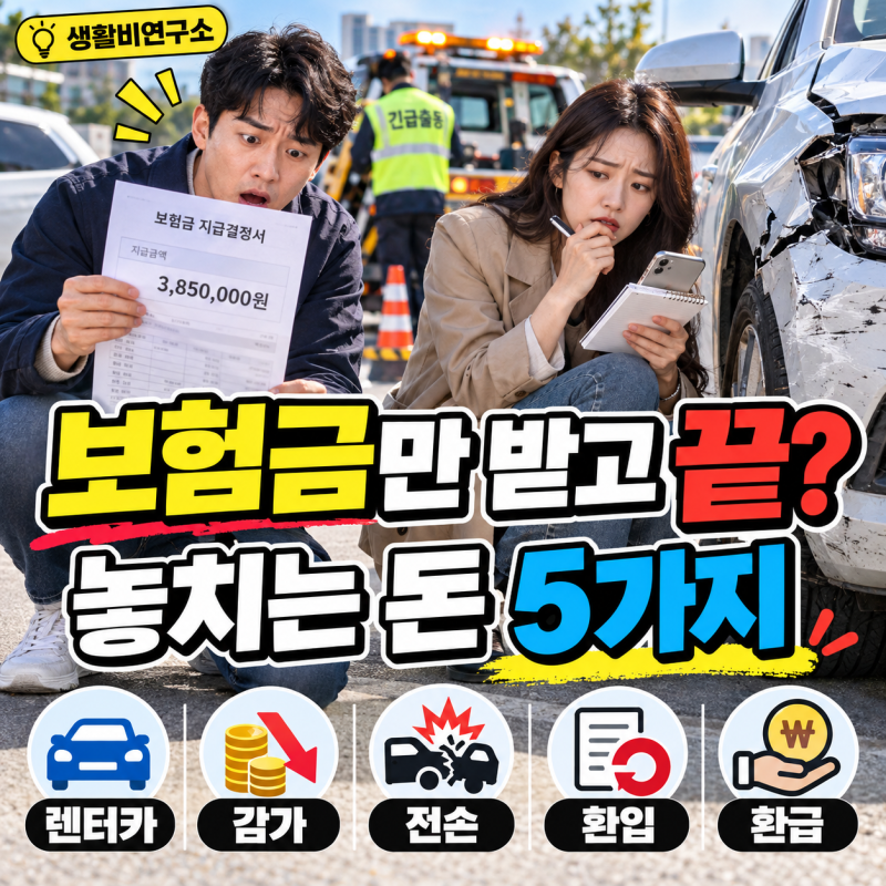 자동차 사고 났는데 보험금만 받고 끝냈다면? 놓치기 쉬운 돈 5가지