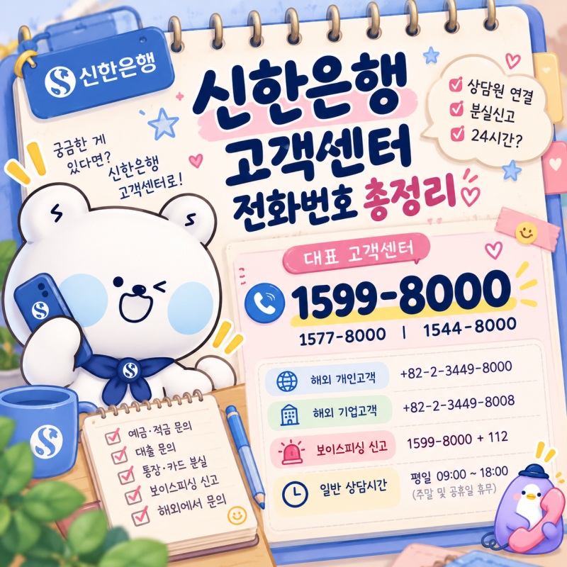 신한은행 고객센터 전화번호 총정리｜상담원 연결·분실신고·24시간·보이스피싱 ·해외전화