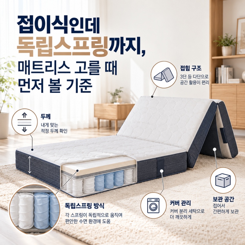 접이식인데 독립스프링까지, 매트리스 고를 때 먼저 볼 기준