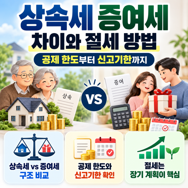 상속세 증여세 차이와 절세 방법, 공제 한도부터 신고기한까지