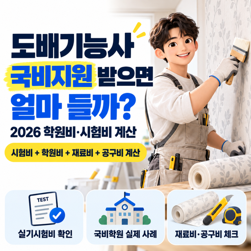도배기능사 국비지원 받으면 얼마 들까 2026 학원비 시험비 계산