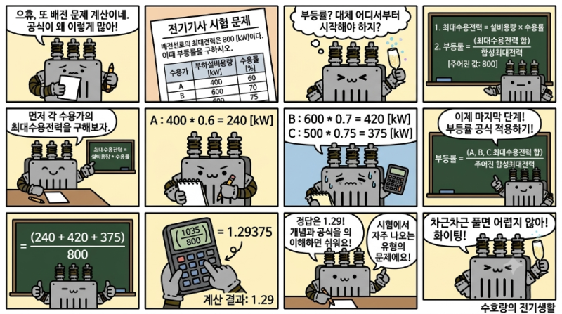 수용가간의 부등률 계산문제 [전기산업기사](25년3회)
