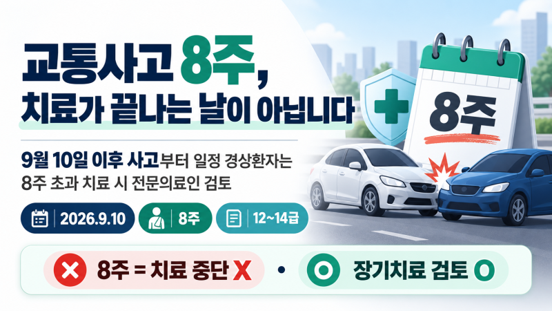 교통사고 8주 넘게 치료하면 심사? 9월부터 달라진 자동차보험 보상