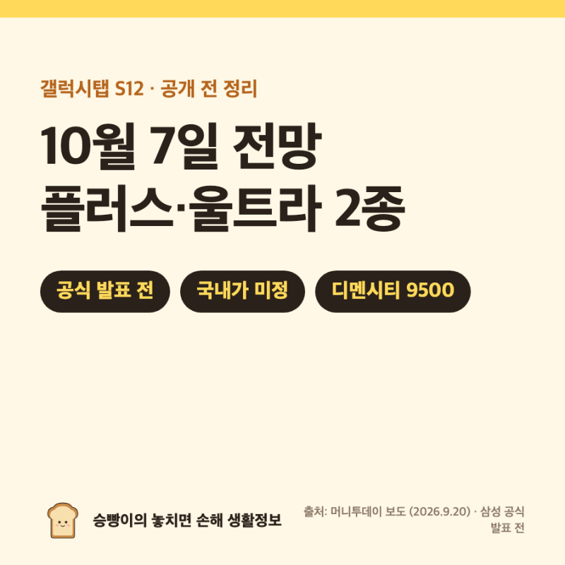 갤럭시탭 S12 출시일·가격 공개 전 정리｜10/7 출시 전망 · S12+·울트라 2종 · 디멘시티 9500 · ....