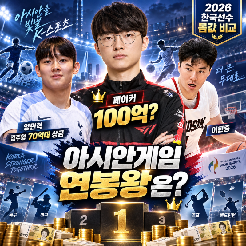 페이커 최대 100억? 재미로 보는 2026아시안게임 연봉 순위