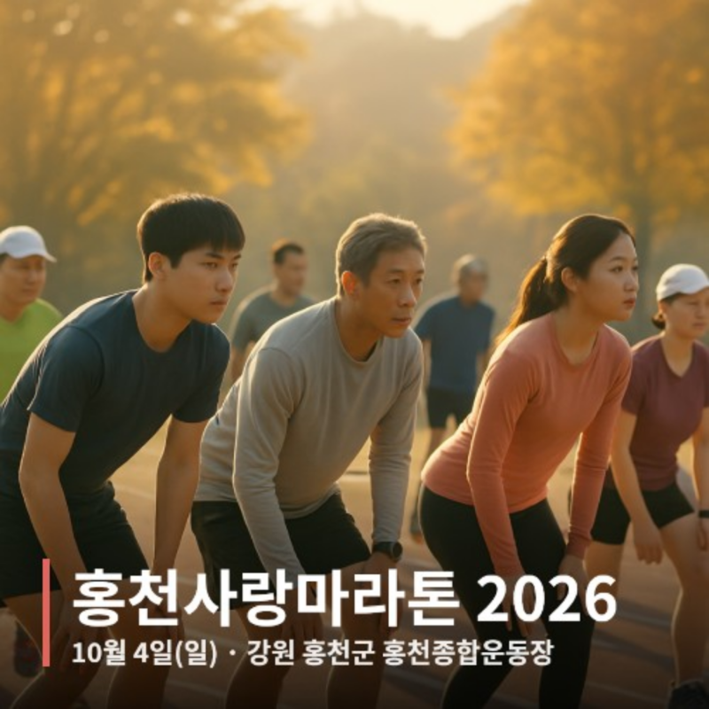 홍천사랑마라톤 2026: 10월 4일 홍천종합운동장, 참가비·시상·급수 정리