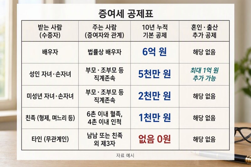 세금 안 내는 가족간 증여한도는 얼마일까? 배우자·자녀 및 혼인·출산 공제 총정리