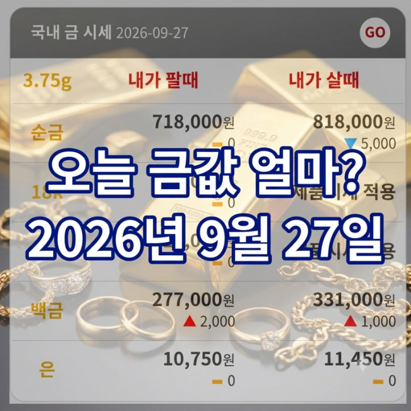 오늘 금값 얼마? 2026년 9월 27일 금시세 총정리