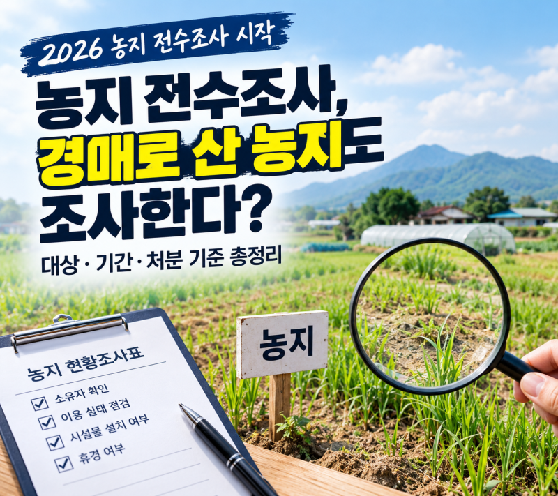 2026 농지 전수조사 시작, 경매로 산 농지도 조사한다? 대상·기간·처분 기준 총정리
