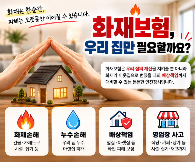 화재보험, 우리 집만 필요할까요? 화재·누수·배상책임까지 쉽게 알아보기