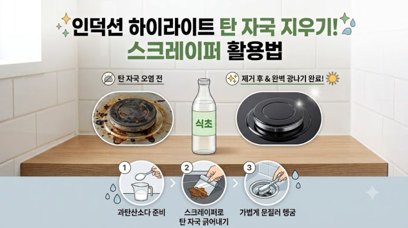 인덕션 하이라이트 탄 자국 지우기 , 스크레이퍼 활용법
