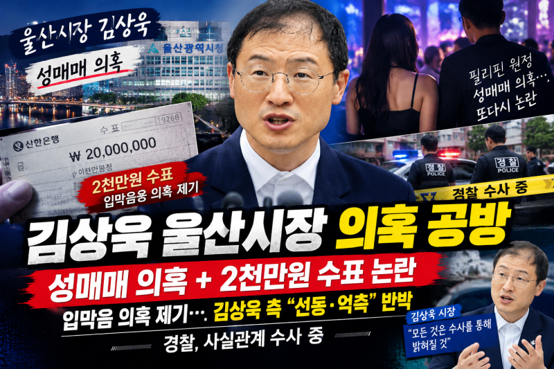 울산시장 김상욱, 성매매 의혹에 2천만원으로 입막음 시도