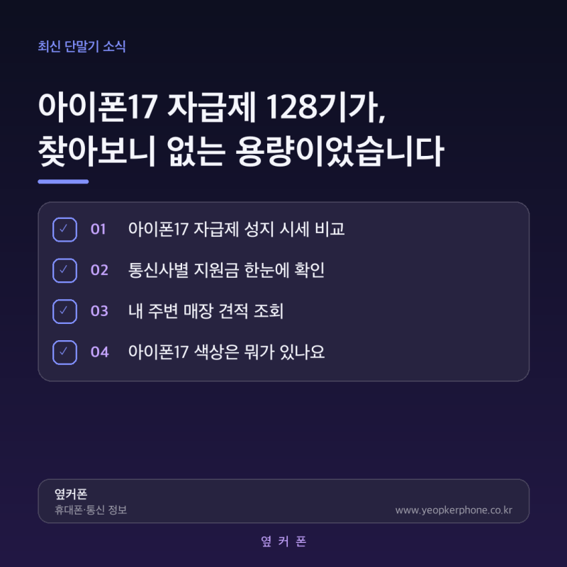 아이폰17 자급제 128기가, 찾아보니 없는 용량이었습니다