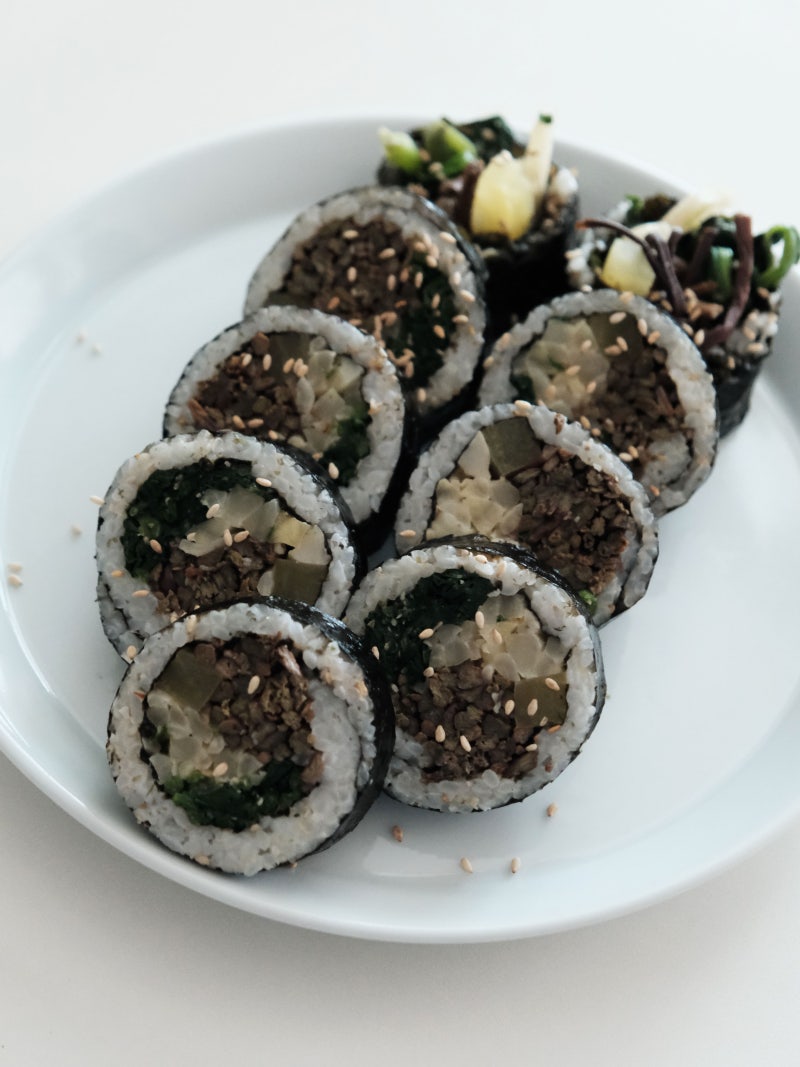 명절 남은 나물 활용 김밥 만들기 삼색나물김밥 레시피