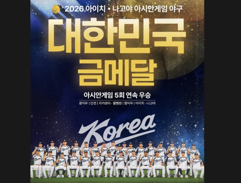 '곽빈 111구 역투+김도영 결승타' 한국, AG 5연패 달성…16명 병역 혜택