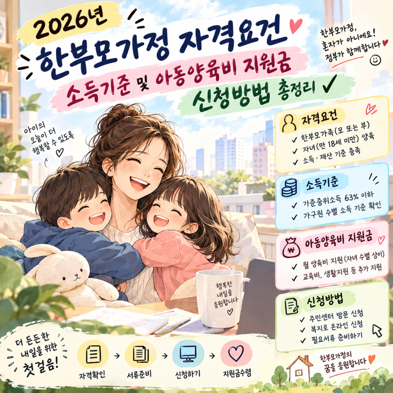 [제210호] 2026년 한부모가정 자격요건 소득기준 및 아동양육비 지원금 신청방법 총정리