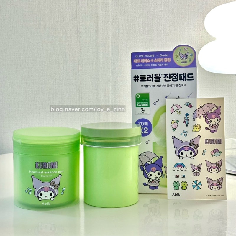[노Vely] 올리브영 산리오 캐릭터즈, 아비브 어성초 패드 쿠로미 에디션, 아비브 트러블 진정....