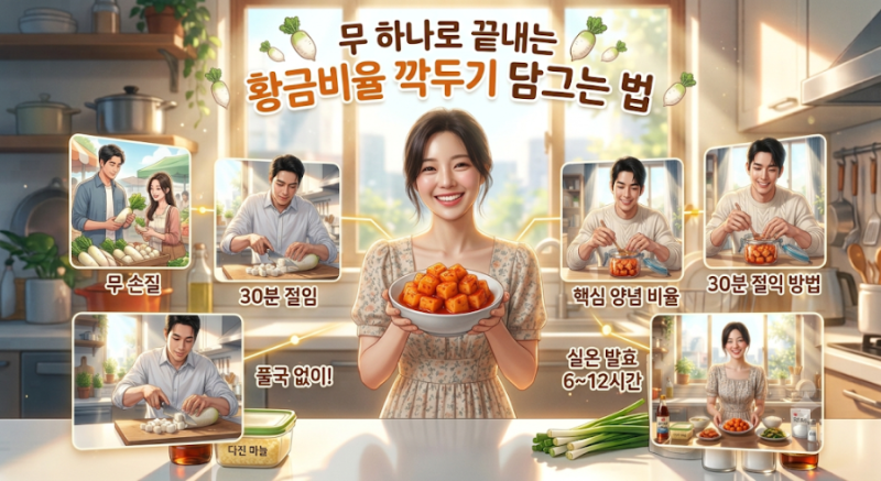 초보 깍두기 만들기 , 절이는 시간과 양념 비율만 알면 무조건 성공 ✨