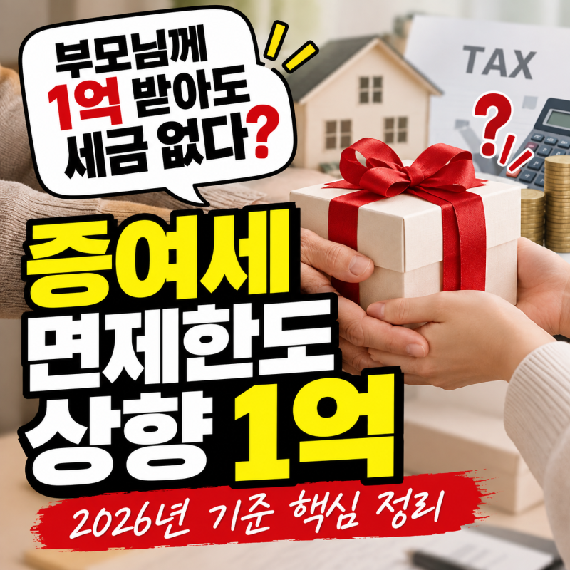 “5천만 원에서 1억으로 올랐다?” 증여세 면제한도 상향 오해와 진실